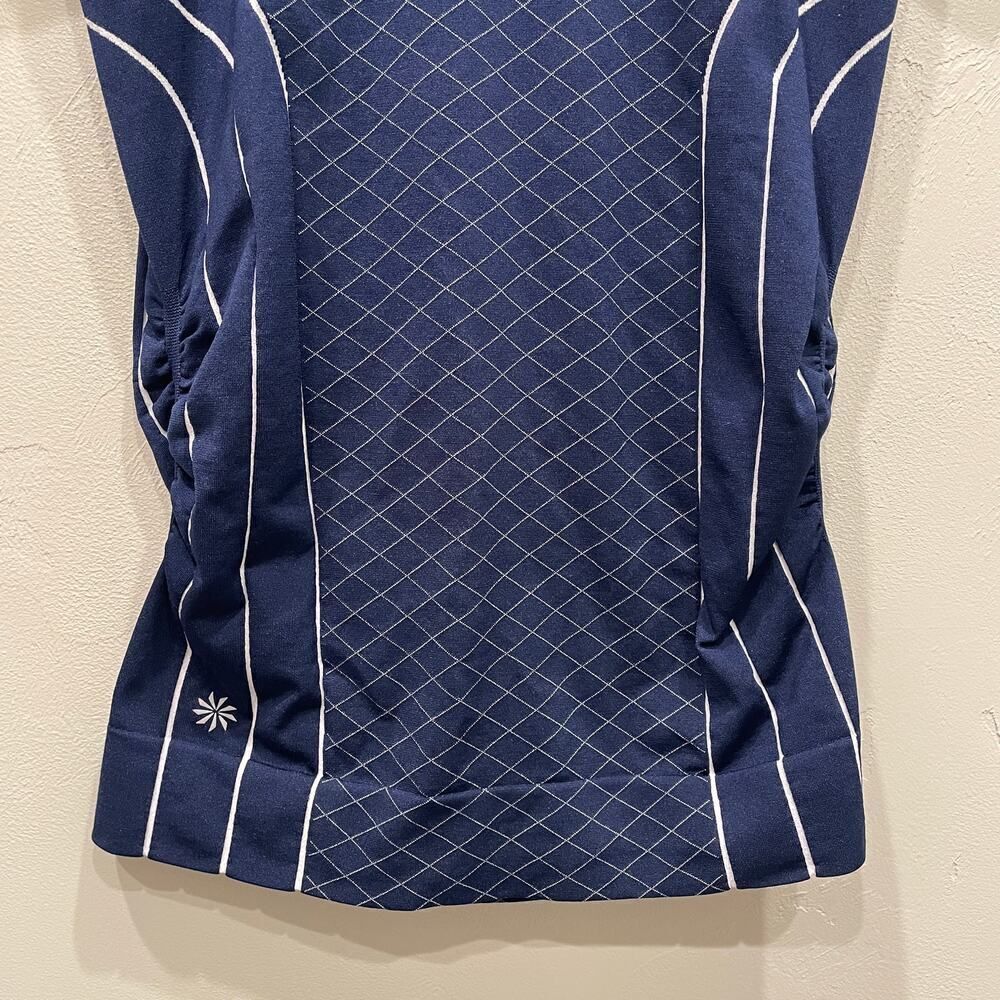 Athleta Finish Fast Line Tee Navy Blue White - Size: Small - Picture 6 of 6
